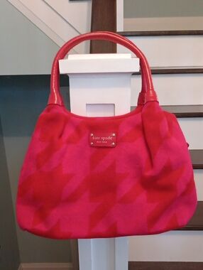 # Kate Spade Red & Pink Hearthstone Houndstooth Stevie Handbag Purse